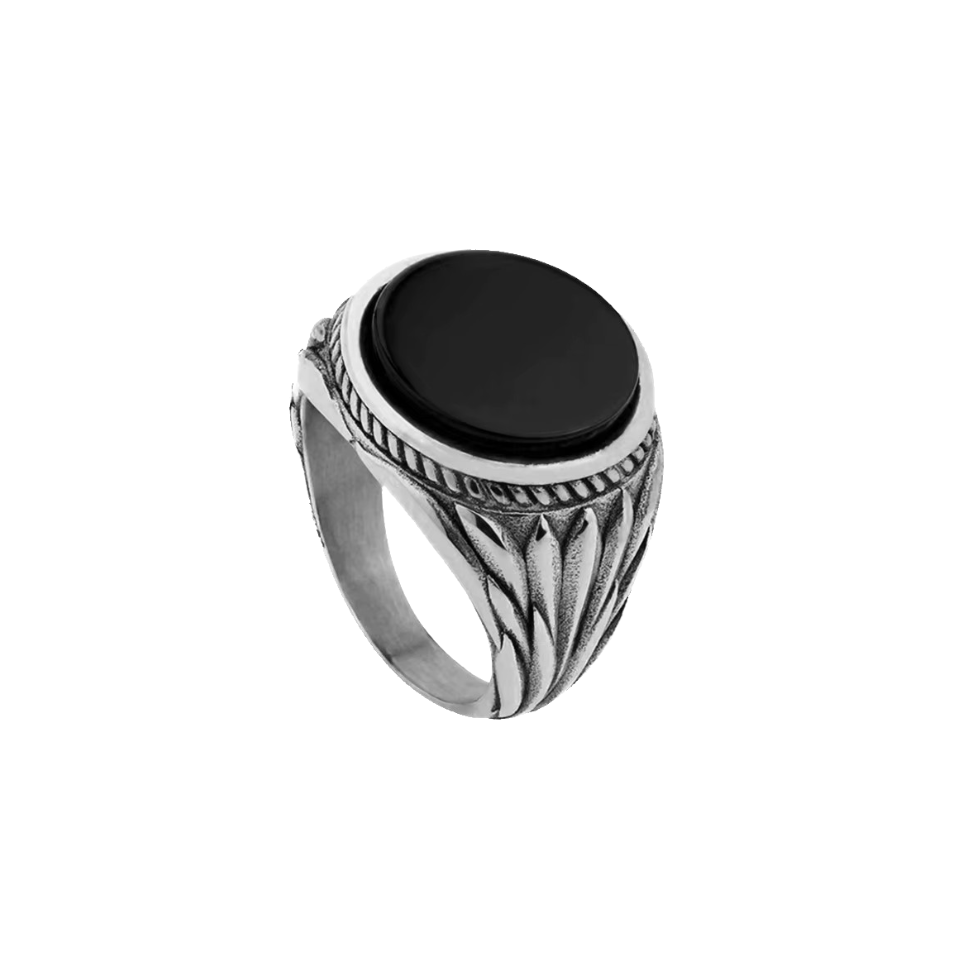 Black stone signet ring (silver)
